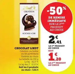 Bi1 Chocolat lindt offre