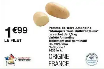 Monoprix Pomme De Terre Amandine offre