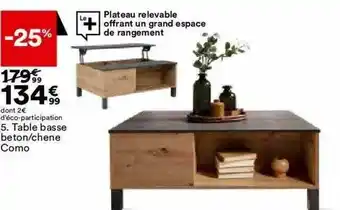 BUT Table Basse Beton-chêne Como offre