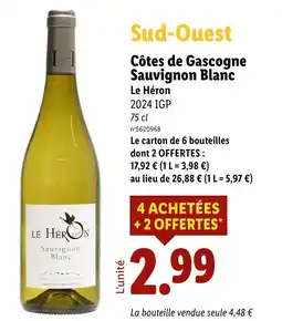 Lidl Côtes de Gascogne Sauvignon Blanc offre