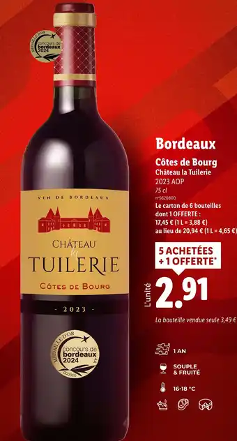 Lidl Bordeaux Côtes de Bourg offre