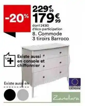 BUT Commode 3 Tiroirs Barroco Zandiara offre