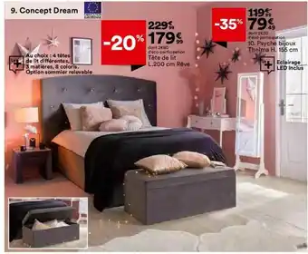BUT Concept Dream, Tête De Lit L. 200 Cm Rêve, Psyché Bijoux Thelma H. 155 Cm offre