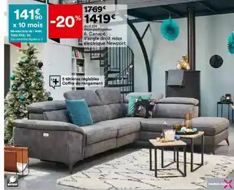 BUT Canapé D'angle Droit Relax électrique Newport offre