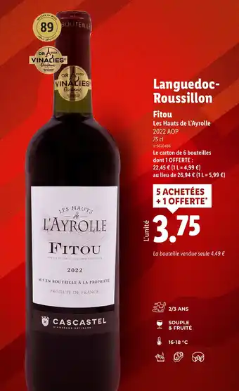 Lidl Languedoc- Roussillon Fitou offre