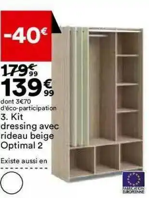 BUT Kit Dressing Avec Rideau Beige Optimal 2 offre