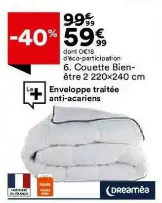 BUT Couette Bien-être 2 220 X 240 Cm Dreaméa offre