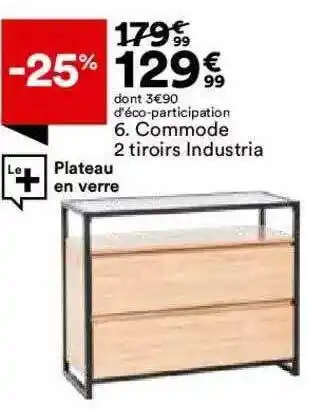 BUT Commande 2 Tiroirs Industria offre