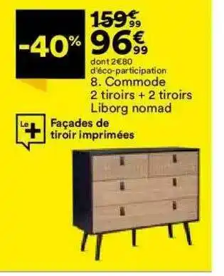 BUT Commode 2 Tiroirs + 2 Tiroirs Liborg Nomad offre