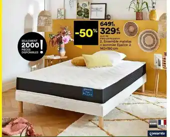 Ensemble Matelas + Sommier Epsilon 2 140 X 190 Cm