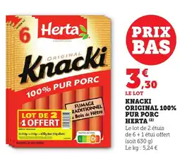 Bi1 Knacki original 100% pur porc herta offre