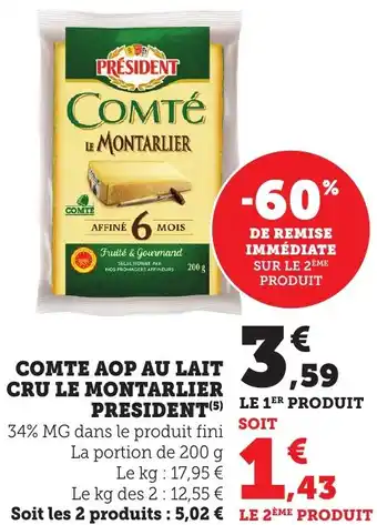 Bi1 Comte aop au lait cru le montarlier président offre