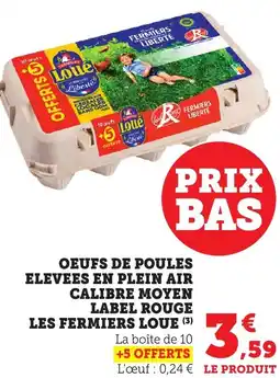 Bi1 Oeufs de poules elevees en plein air calibre moyen label rouge les fermiers loue offre