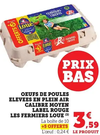 Bi1 Oeufs de poules elevees en plein air calibre moyen label rouge les fermiers loue offre