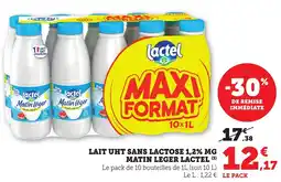 Bi1 Lait uht sans lactose 1,2% mg matin leger lactel offre