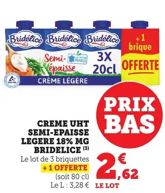 Bi1 Creme uht semi-epaisse legere 18% mg bridelice offre