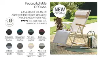 Maxi Bazar Fauteuil pliable Decima offre