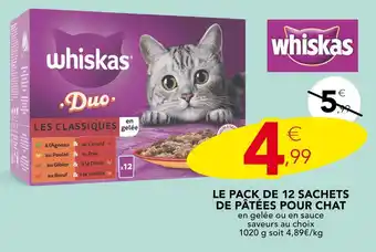 Stokomani Whiskas Le pack de 12 sachets de pâtées pour chat offre