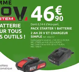 Mr Bricolage INVENTIV Pack starter 1 batterie 2 Ah 20 V et chargeur simple offre