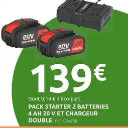 Mr Bricolage INVENTIV Pack starter 2 batteries 4 ah 20 v et chargeur double offre