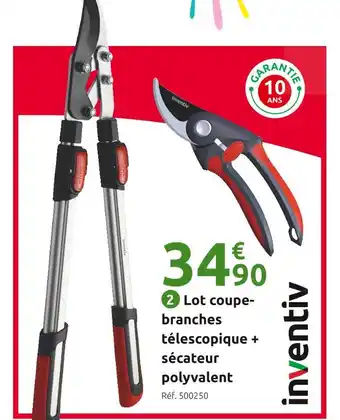 Mr Bricolage inventiv Lot coupe-branches télescopique + sécateur polyvalent offre