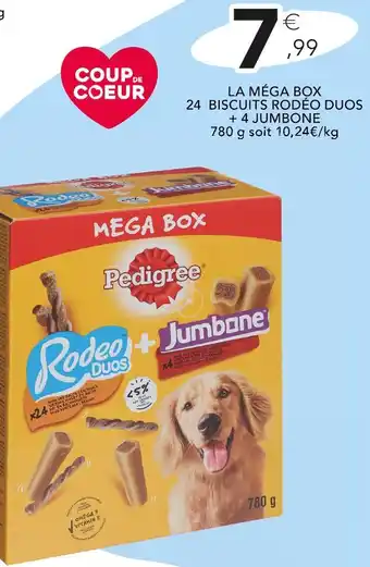 Stokomani PEDIGREE La méga box 24 biscuits rodéo duos + 4 jumbone offre