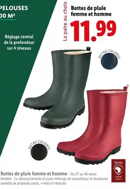 Lidl Parkside Bottes de pluie femme et homme offre