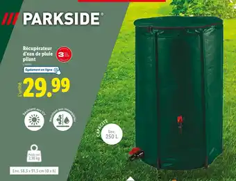 Lidl Parkside Récupérateur d’eau de pluie pliant offre