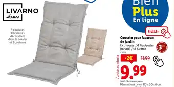 Lidl Livarno Coussin pour fauteuil de jardin offre