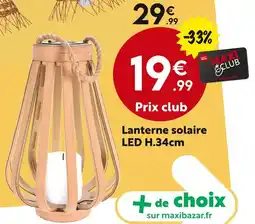 Maxi Bazar Lanterne solaire LED H.34cm offre