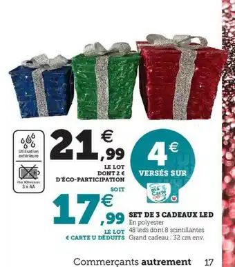 Hyper U Set De 3 Cadeaux Led offre