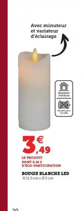 Hyper U Bougie Blanche Led offre