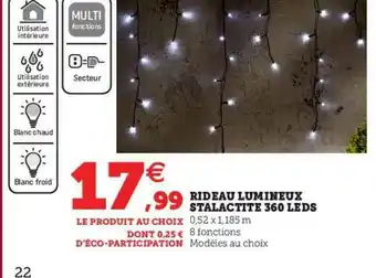 Hyper U Rideau Lumineux Stalactite 360 Leds offre