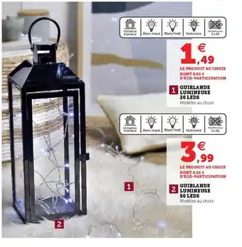 Hyper U Guirlande Lumineuse 20 Leds, Guirlande Lumineuse 50 Leds offre