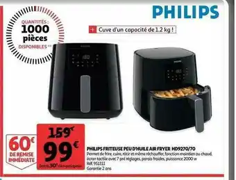 Auchan Philips Friteuse Peu D'huile Air Fryer Hd9270-70 offre