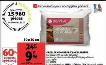 Auchan Oreiller Mémoire De Forme Blanrêve offre