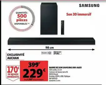 Auchan Barre De Son Samsung Hw-a650 offre
