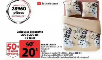 Auchan Parure Liberta : La Housse De Couette 200 X 200 Cm + 2 Taies offre