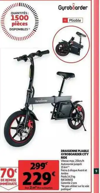 Auchan Draisienne Pliable Gyroboarder City Ride offre