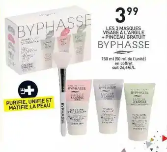 Les 3 Masques Visage à L'argile + Pinceau Gratuit Byphasse