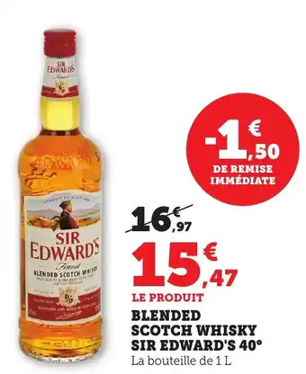 Bi1 Blended scotch whisky sir edward's 40° offre