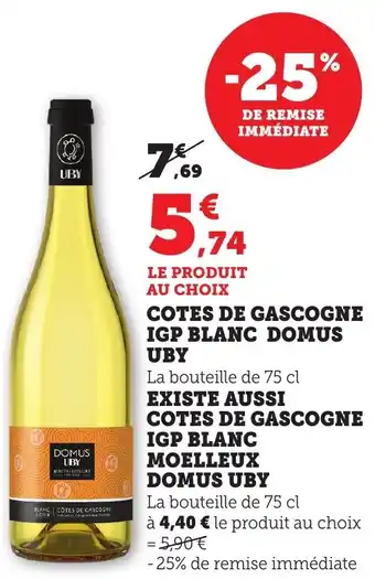 Bi1 Cotes de gascogne igp blanc domus uby offre