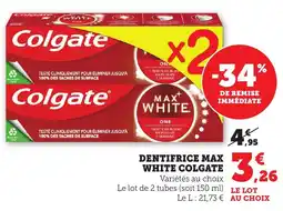 Bi1 Dentifrice max white colgate offre