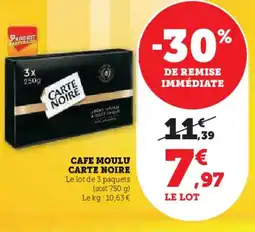 Hyper U Cafe moulu carte noire offre