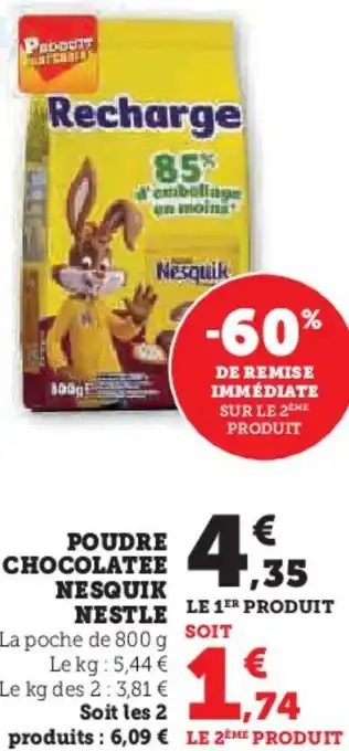 Hyper U Poudre chocolatee nesquik nestle offre