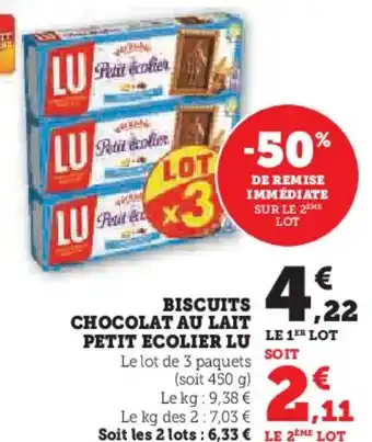 Hyper U Biscuits chocolat au lait petit ecolier lu offre