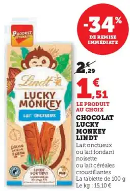 Hyper U Chocolat lucky monkey lindt offre