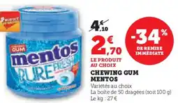 Hyper U Chewing gum mentos offre