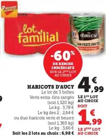 Hyper U Haricots d'aucy offre