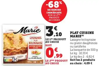 Hyper U Plat cuisine marie offre